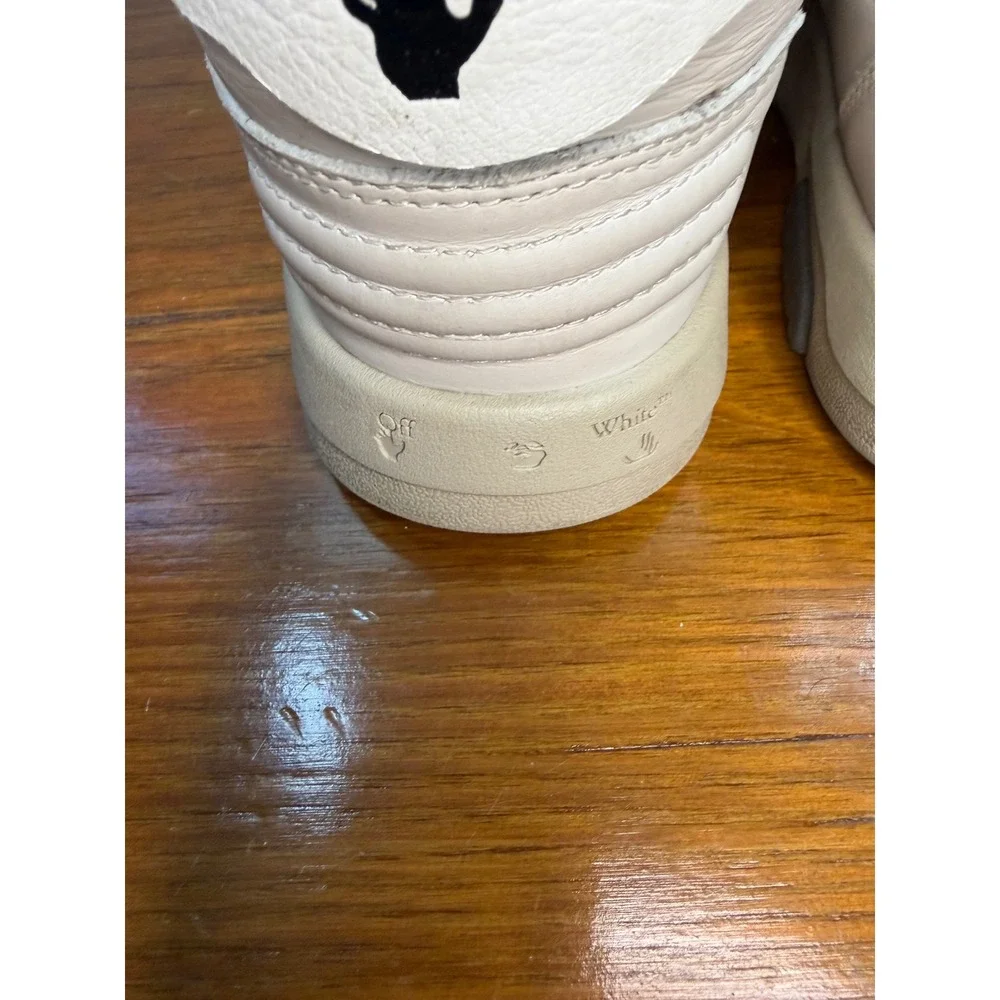 Off-White Out Of Office OOO Sneakers Beige White Leather Low Top Trainers sz 39